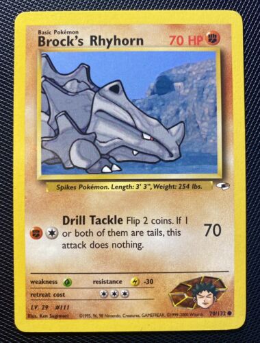 Brock's Rhyhorn 70/132 - Gym Heroes - Common - Pokemon Card - Foto 1 di 2