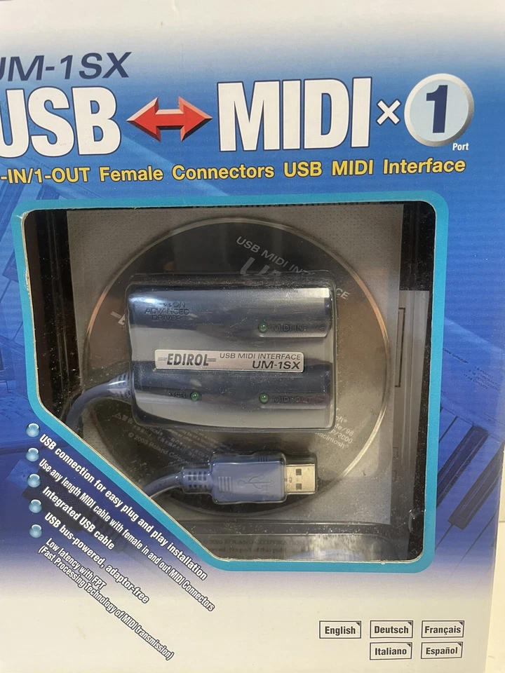 Edirol USB-Midi Interface (JAPAN) (Midi-In & Midi-Out/Midi-Male & Midi-Female) - Image 2 of 3