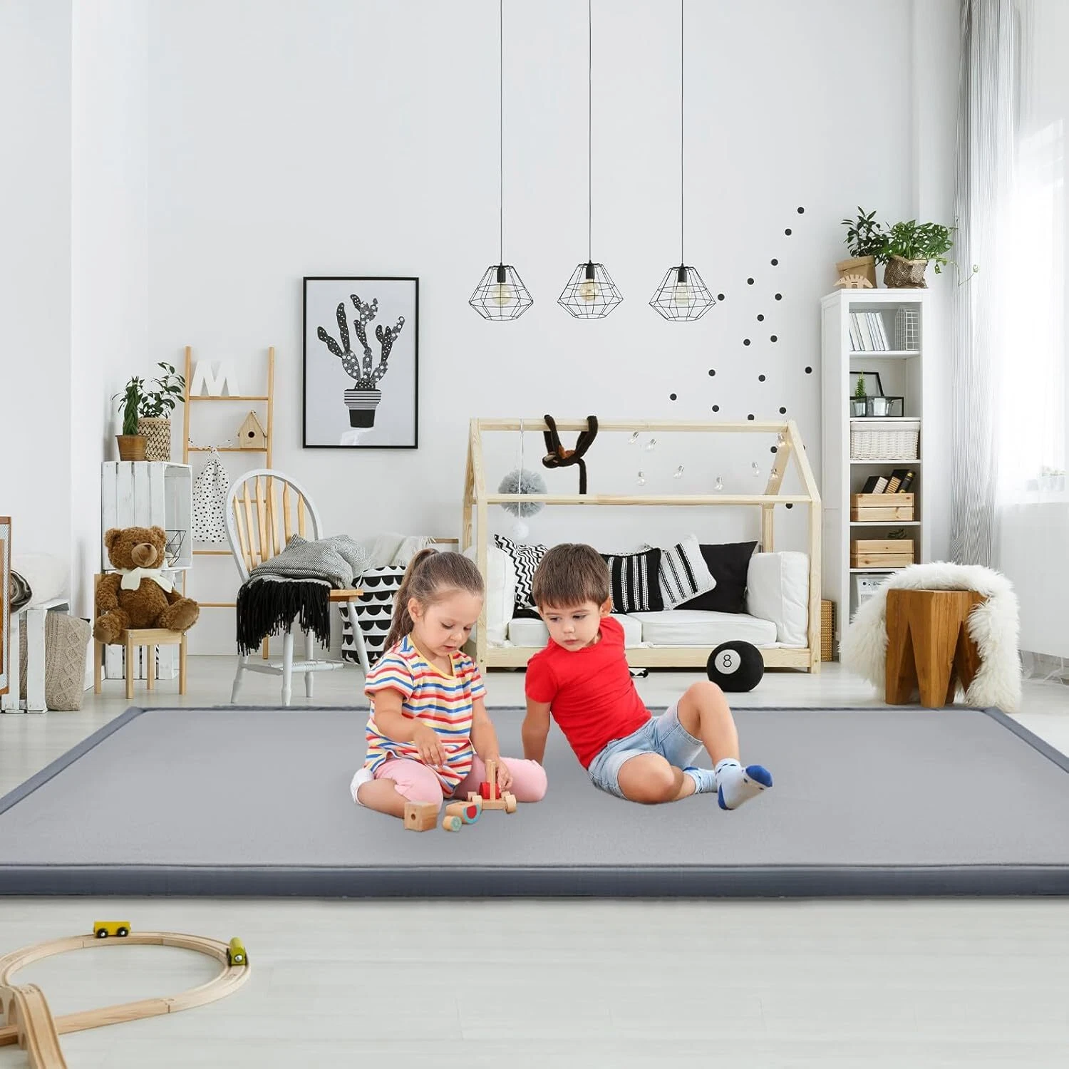 SLSY Oversized Baby Play Mat Floor Play Mat Tummy Time Mat 1.4" Thick For Kids