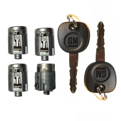 OEM Chevy Door Lock Cylinder Set – 2 Pair (Driver & Passenger) With 2 GM Logo Keys – STRATTEC 702674, Chrome, Made In USA
