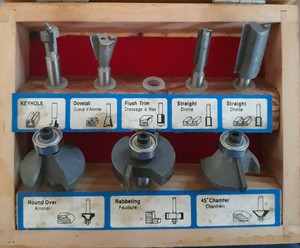 Vintage Hickory Woodworking Router Bit Set of 7 bits In 