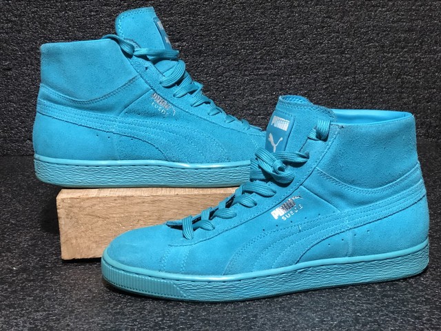 teal suede pumas