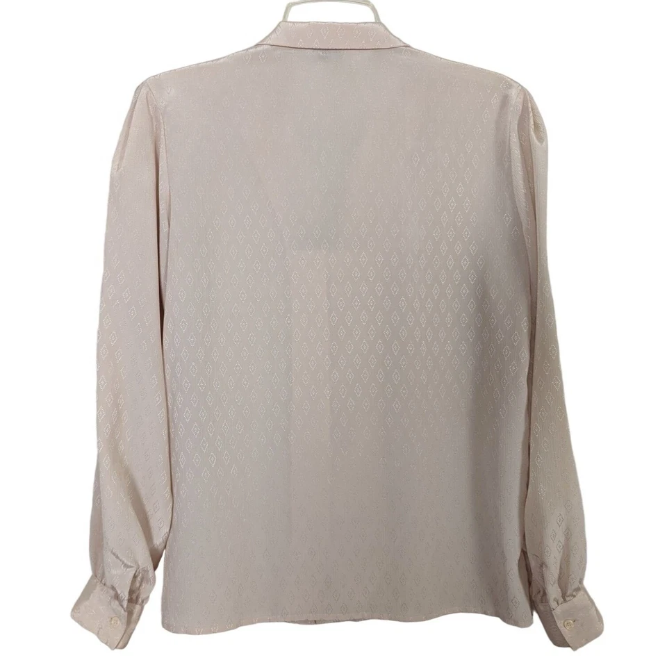 Blusa vintage ANNE KLEIN manga larga poliéster mujer beige talla 8 Foto 2 de 4