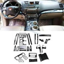 For Toyota Highlander 08-2013 ABS Black Wood Grain Interior Decor Full Set Trim