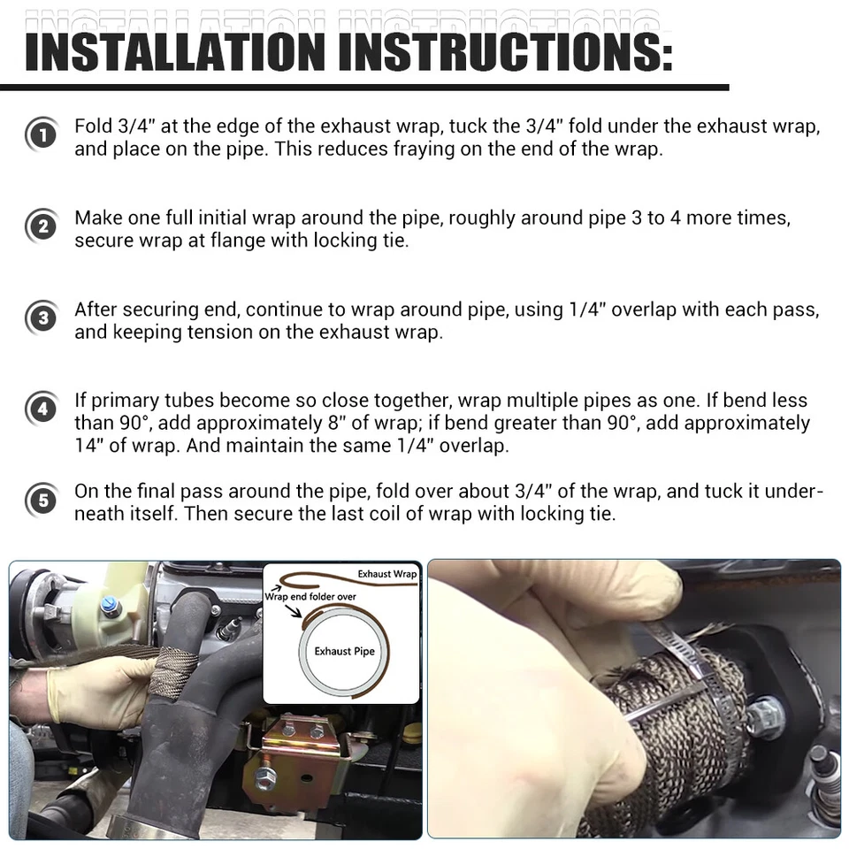 Rollo de cinta de envoltura térmica tubo de escape de fibra de vidrio de titanio de 1 "x 50 pies + 6 lazos Foto 4 de 4