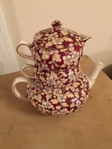 Lord Nelson Pottery Ironstone Red Roses Two Cup Individual Teapot