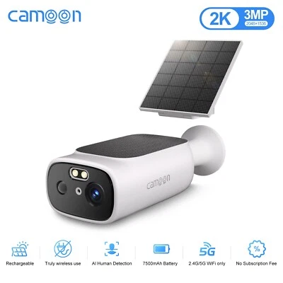 CAMOON 2K Solar Camera Outdoor Wireless-2.4Ghz&5Ghz Wifi Cameras for Home Security