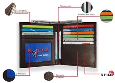 RFID Signal Blocking European Hipster Mens Wallet Cow Leather Credit Card ID BRN