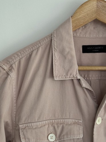 Allsaints “Spotter” Distressed / Tired Look Shirt/Overshirt /Shacket Pink Medium - Picture 6 of 12