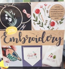 Hinkler DIY Craft Embroidery Starter Kit Hoop Thread 24p Project Book New