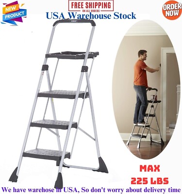 Escaleras De Acero Plegables 3 pasos Escalera Para Cocina 225 lbs Capacidad