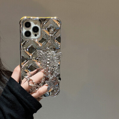 For iPhone 15 Pro Max 14 13 12 11 XS MAX Luxury Diamond Silver