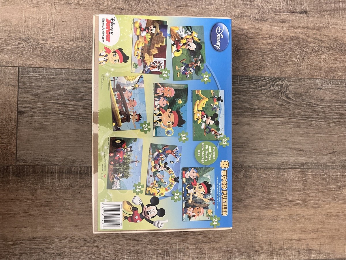 Disney Junior Mickey Mouse And Jack The Pirate Wood Puzzles in Storage  Box NEW