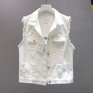 white denim jacket sleeveless