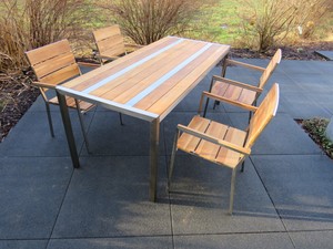 Design Edelstahl-Gartenmöbel Teak Tisch, 4 Stühle | eBay