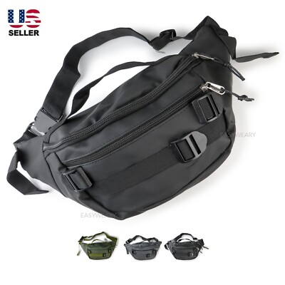 Large Waterproof Leather Waist Bag Fanny Pack Men Hip Belt Bum