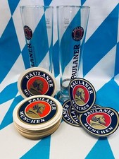 2x Paulaner Weißbier Alkoholfrei Glas 0,5l neu + 25 Bierdeckel + 5 Sticker