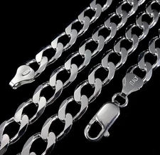 7MM Solid 925 Sterling Silver Italian CUBAN CURB Men's Chain Made in Italy 