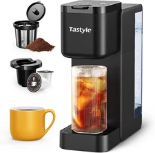 Single Serve Hot & Iced Coffee Maker with Strong Brew, 40oz Removable Reservoir,