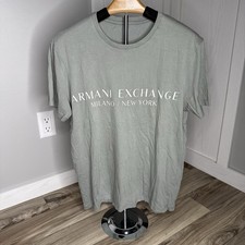 Armani Exchange Men  s Grey Logo T-Shirt Milano New York Sz M Cotton Graphic Tee