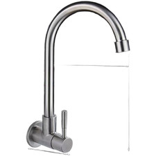 304 Stainless Steel Single Cold Water Tap Wall Mounted Kitchen Faucet for Sink