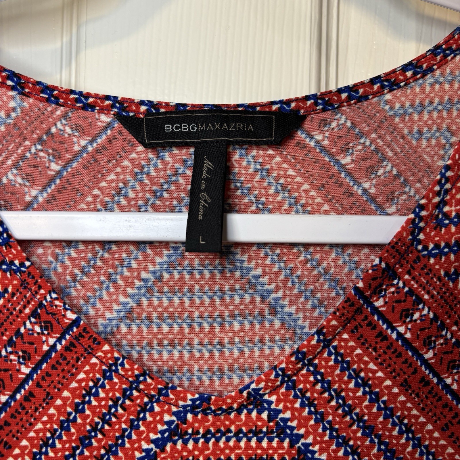 BCBGMAXAZRIA Red Geometric Pattern And Asymmetric… - image 5