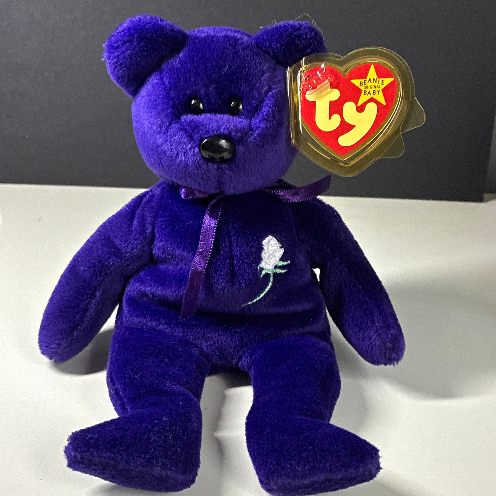 Ty Beanie Babies Princess Purple Bear Plush w/ Swing Tag, Vintage pvc pellets