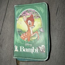 Loungefly DISNEY Bambi Libro Clásico Cremallera Alrededor Cartera Golpeador, Flor #WDWA2175