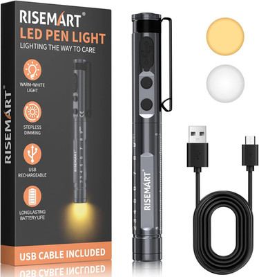 RISEMART Pen Light for Nurse, Rechargeable LED Medical Penlight, Warm/Cool White