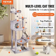 For Cat Tree For Indoor Cats, 56.2" Cat Tower with Cat Condo, Sisal Scratching