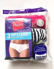 Hanes Women Cotton Hipsters Panties Underwear 3 Pair Size 5