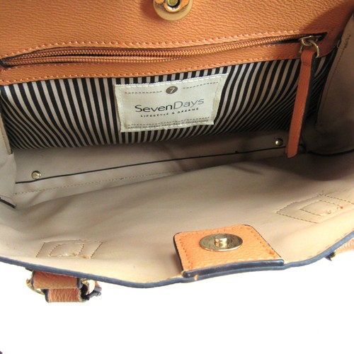 Borsa a mano Seven Days Lifestyles & Dreams marrone vegan doppio manico 9 1/2"X13" - Foto 7 di 9