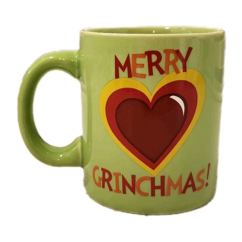 GRINCH! Taza Dr. Seuss "Feliz ❤️ Grinchmas" Navidad Vacaciones Regalo Decoración Usada en Excelente Condición Foto 2 de 4