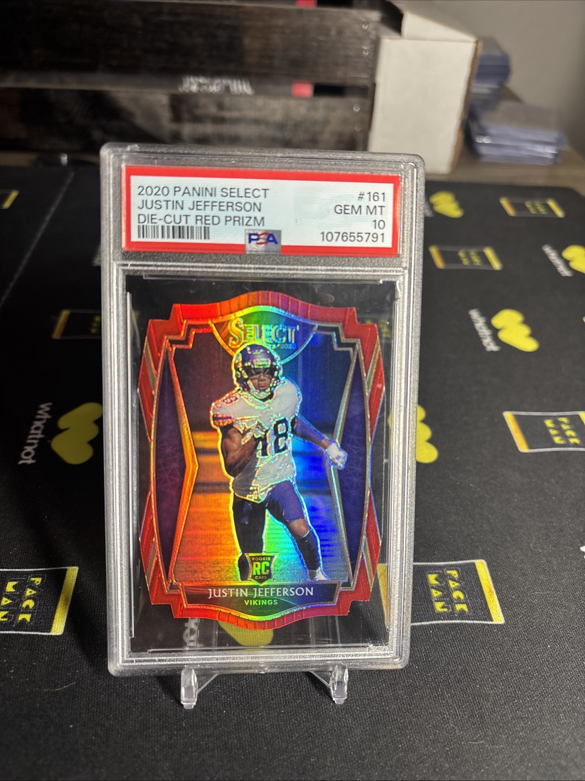 2020 Select Premier Level Justin Jefferson #161 Red Prizm Die-Cut (RC) PSA 10