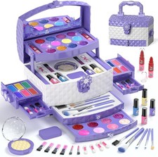 PERRYHOME Kids Makeup Set for Girl 56 Pcs Washable Real Cosmetic, Non-Toxic Froz