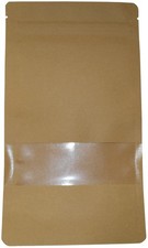 300 Aromabeutel Standbodenbeutel mit Druckverschluss und Fenster braun 130x225mm