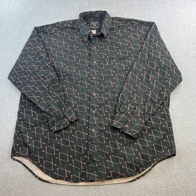 Chaps Ralph Lauren Shirt Mens XL Black Arrow Print Long Sleeve Button Up Casual