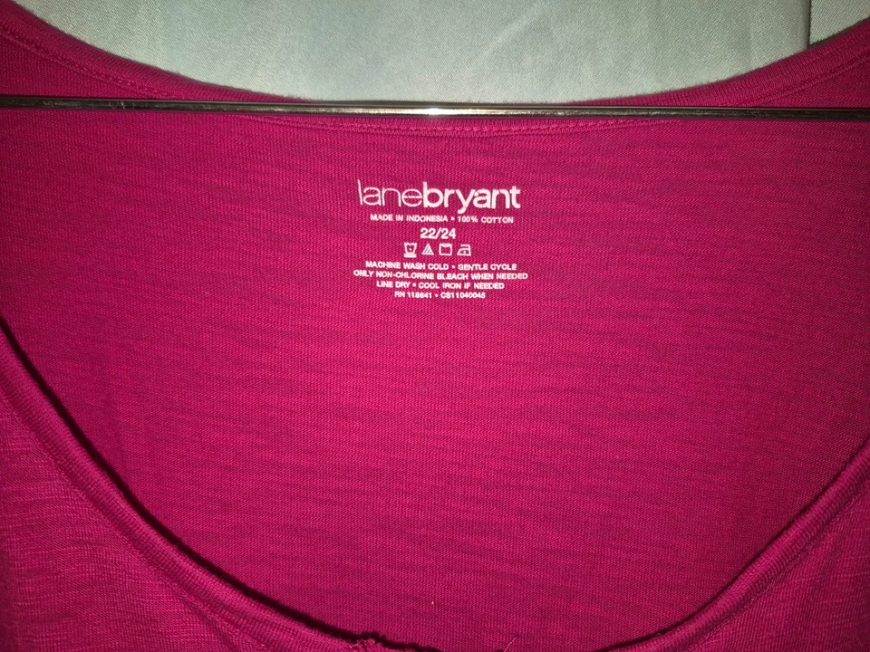 Camiseta túnica tejida elástica Lane Bryant rosa oscuro cuello redondo LS para mujer talla 22/24 3XL Foto 3 de 4