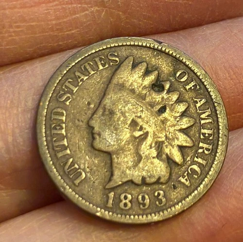 1893 Indian Head Penny One Cent - FLEA BITTEN - very clear date