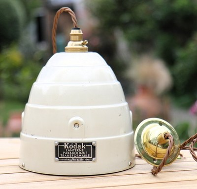 Deckenleuchte Vintage französische Kodak Parabolique Lanterne Stufen Bienenstock Pendelleuchte