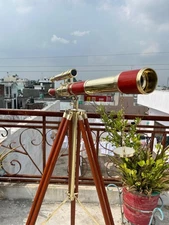 Vintage Brass Telescope on Tripod – Decorative Collecto