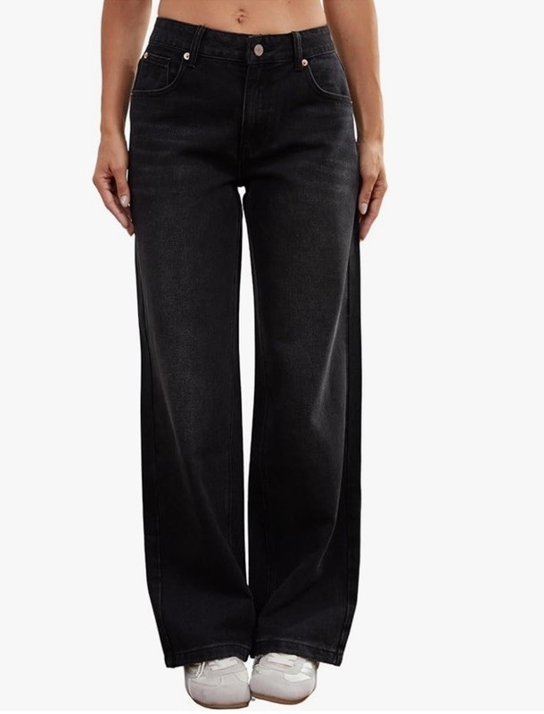 Low Rise Jeans Small Baggy Black Womens Wide Leg Loose Wanduyini size 4 6 NWT