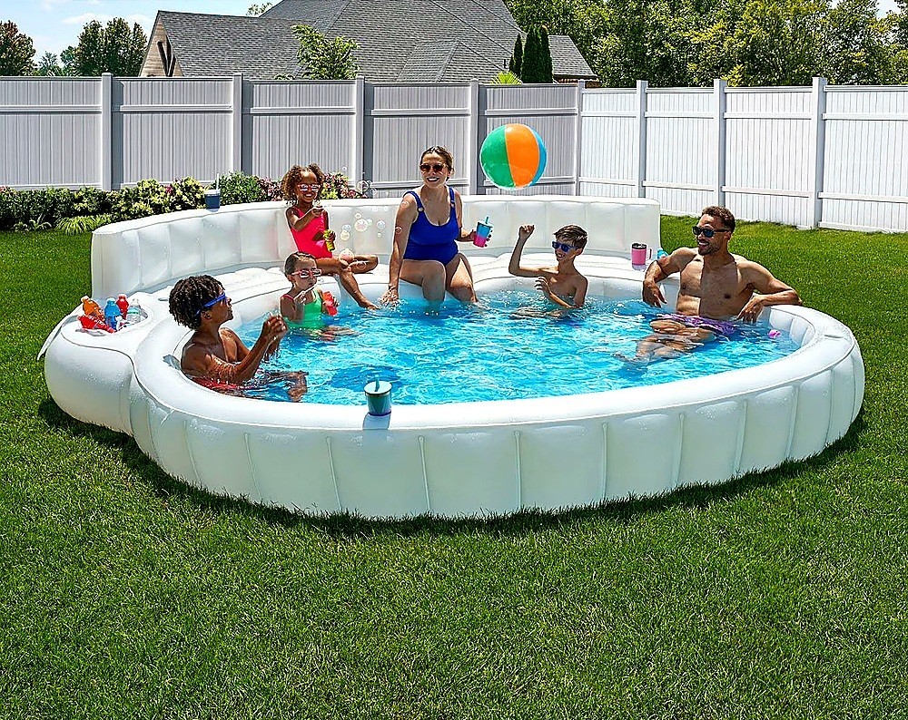 Oversized Inflatable Pool Sofa White Lounge Float Multi Person Outdoor Couch