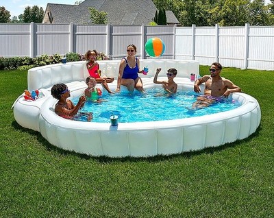 Oversized Inflatable Pool Sofa White Lounge Float Multi Person Outdoor Couch