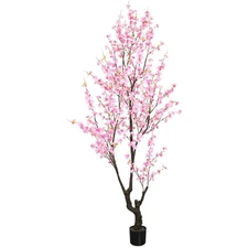 Faux Pink Cherry Blossom Tree 8ft(94in) Tall Artificial Plant Indoor Decor Ha...