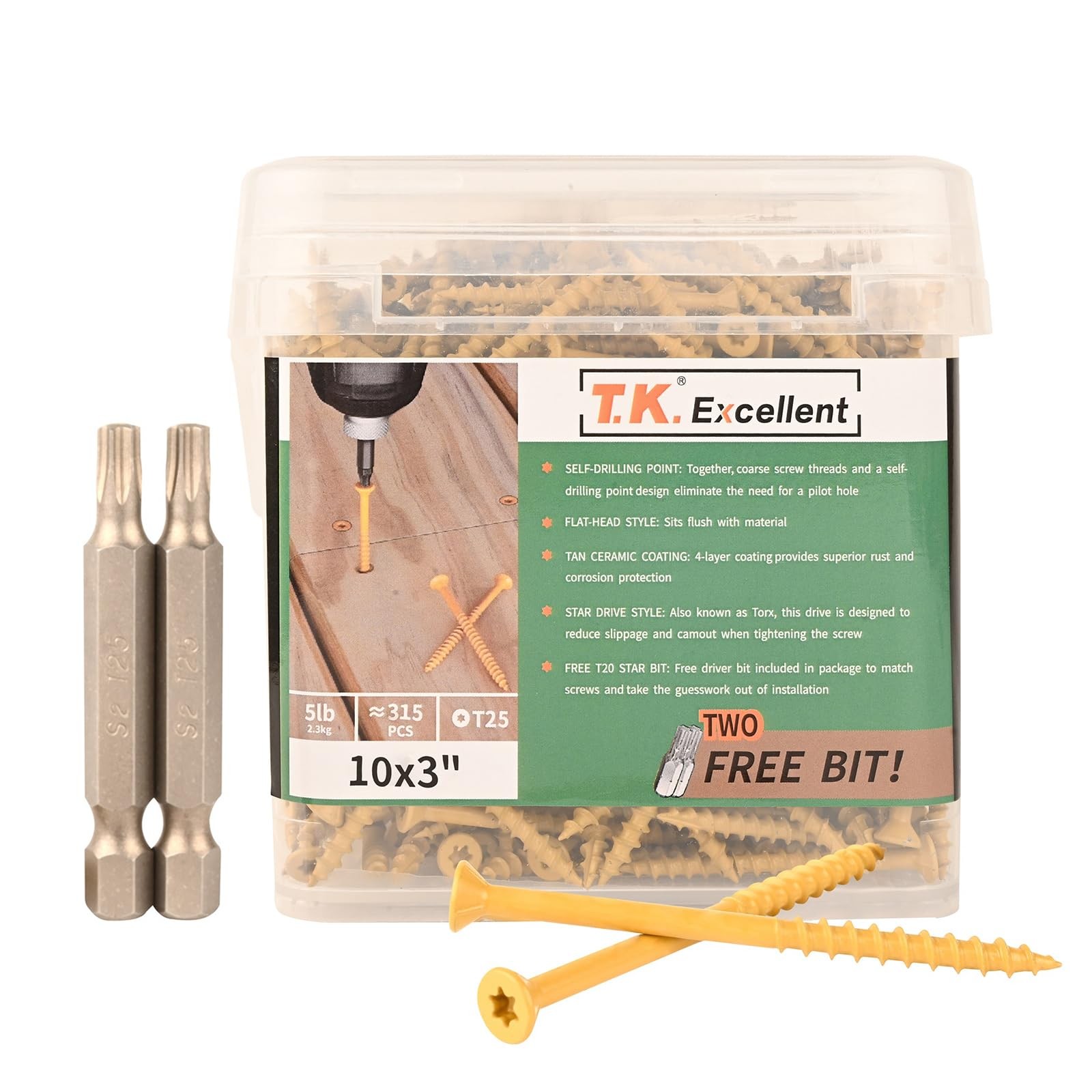 3 Inch Exterior Deck Screws 315 Pcs Rust Resistant Wood Construction Screws