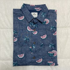 RIP CURL Blue Watermelon Palm Tree Short Sleeve Button Up Shirt ~ Size S Ripcurl