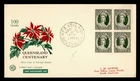 DR WHO 1960 AUSTRALIA FDC QUEENSLAND CENTENARY WSC CACHET BLOCK M78712