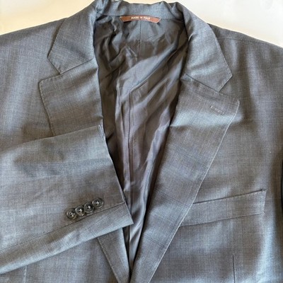 Canali Mens 44R Grey Wool Super 150s Suit Jacket Made in Italy 2 Button Sport