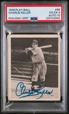 1939 Play Ball #88 Charlie Keller Yankees Signed Auto PSA 4 DNA 10 